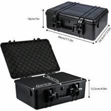 Youyijia Flight Case, Black Lockable Carrying Case For Measurement Instruments, 44x34.5x18cm Portable Aluminium Case Protective Storage Toolbox With Cubed Foam Insert And Lid Foam - 1 - View 3