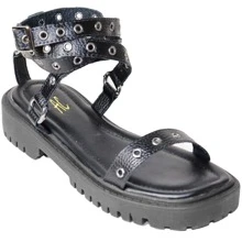AC. ANA CRISTINA FOOTWEAR Sandália Feminina Gladiadora Sola Tratorada Com Fivelas Enfeite ilhos