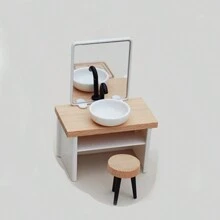 1/12 比例娃娃屋浴室家具套装、浴室场景装饰、娃娃屋淋浴、优雅梳妆台、微型体重秤、马桶、浴缸、水龙头、毛巾架，打造您精彩的娃娃屋世界！