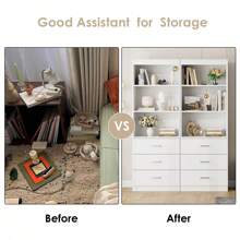 71" Tall Bookcases With 3 Large Drawers, 3 Tier Wooden Storage Bookshelf For Living Room Home Office, White - trắng - Xem 7