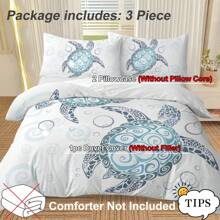 Sea Turtle Bedding Aqua Teal Blue Duvet Cover Sets Beach Turtle Bed Sets Ocean 3 Piece Turtle Themed Comforter Cover With 2 Pillowcases Twin Full Queen King Size
