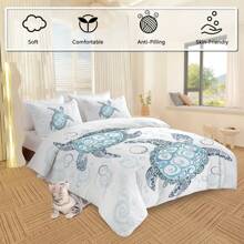 Sea Turtle Bedding Aqua Teal Blue Duvet Cover Sets Beach Turtle Bed Sets Ocean 3 Piece Turtle Themed Comforter Cover With 2 Pillowcases Twin Full Queen King Size