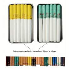 200 件，带过滤嘴的空烟管，纸质材料，创意迷你烟管，DIY 香烟制作配件，带过滤嘴，短尺寸，内部为空，图案随机，用于卷烟 - 彩色 - 查看 6