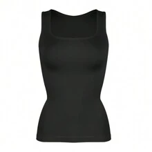 Slimming Women Tummy Control Shapewear Abdomen Compression Camisole Cami Vest Tank Top Body Shaper Ladies Underwear Undershirts Shaping Tops Shirts Wide Shoulder Strap No Pad - Black - View 8