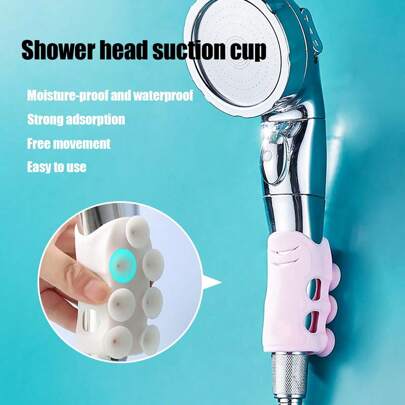 1pc/3pcs Set Multi-Color Silicone Bathroom Shower Head Suction Cup Bracket, No-Drill Rotatable Suction Cup Universal Showerhead Holder