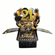 1pc, 16th/18th/21st/30th/40th/50th/60th/70th/80th/90th Happy Birthday Pop-Up Greeting Card, 30th Birthday Card With Note Card And Envelope, Birthday Gift For Husband, Wife, Men, Women, 3D Pop-Up Birthday Card