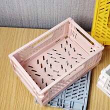 1pc Small Foldable PP Storage Box, Office Supplies, Notebook, Stationery, Cosmetics Desk Organizer Box, Multi-Colors Available, Desktop Organizing Tool,For Back To School