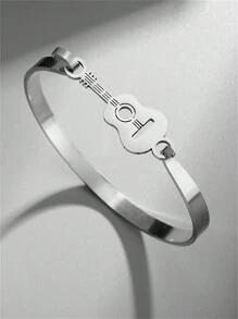 SeuSuk High Quality Stainless Steel Guitar Charm Bracelet, Personalized Punk Hip Hop Rock Rap Party Jewelry Gift For Men & Women