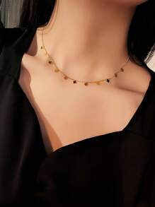 TONSI 1pc 18K Gold Plated Stainless Steel Delicate Four-Leaf Necklace, Simple & Fashionable, Suitable For Daily Wear, Gift For Bridesmaids, Mothers, Daughters, Friends - Waterproof/stainless Steel/18k Gold Plated - View 13