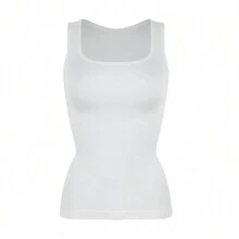 Slimming Women Tummy Control Shapewear Abdomen Compression Camisole Cami Vest Tank Top Body Shaper Ladies Underwear Undershirts Shaping Tops Shirts Wide Shoulder Strap No Pad - White - View 9