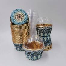 Set , 50/100pcs Disposable Paper Baking Cups, Disposable Cupcake Cups With Lids, Heat Resistant Glossy Cupcake Liners, Muffin Cups