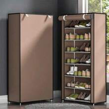 1pc 6/8/10 Grid Shoe Cabinet Combination Coat Rack Multifunctional And Simple Shoe Rack With Dust Cover, Simple Shoe Rack With Dustproof Cover Multi-Layer Shelf Doorway Fabric Cover Shoe Cabinet Indoor Household Shoe Storage