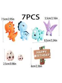 7/16 Dinosaur Cake Decoration Cartoon Dinosaur Themed Cake Decoration Set 3D Dinosaur Model Birthday Cake Decoration Wildlife Party