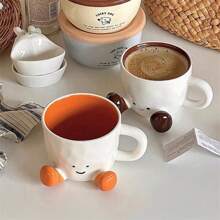 1pc Ceramic Cute Footprint Design Coffee Cup, High Quality Aesthetic Milk Mug, Large Capacity Tea/Coffee Cup, Home Decor, Gift For Boyfriend/Girlfriend, Birthday, Party Supplies - Multicolor - View 2