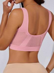 3 pièces Soutien-gorge de sport pour femmes avec design perforé et ajouré, soutien-gorge de sport pour le yoga, à dos nageur