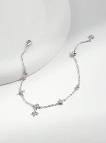 MODIAN Sparkling Cubic Zirconia 925 Sterling Silver Delicate Four-Leaf Clover Pendant Bracelet, Exquisite Jewelry For Women, Vacation Gift - Silver - View 6