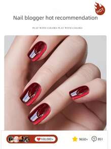 1瓶（10毫升）红色猫眼凝胶指甲油，LED UV适用，适合家庭美甲沙龙DIY及日常使用，秋冬季美甲 - 紅色 - 查看 3