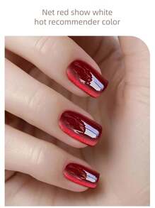 1瓶（10毫升）红色猫眼凝胶指甲油，LED UV适用，适合家庭美甲沙龙DIY及日常使用，秋冬季美甲 - 紅色 - 查看 4