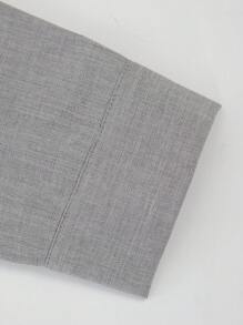 男士轻薄涤纶两件套，撞色滚边单排扣衬衫，带领子和口袋；纯色抽绳长裤；春秋季休闲正装。 - 灰色 - 查看 8