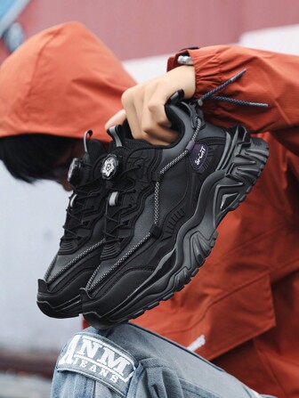 Zapatillas de deporte casuales con suela gruesa y hebilla giratoria para hombres, transpirables y cómodas, adecuadas para adolescentes, como regalo casual/al aire libre/de viaje/de graduación/de cumpleaños