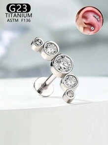 1 pièce Boucle d'oreille en titane G23 et F136 avec strass, anneau de lèvre à filetage interne 16G, bijoux pour piercings