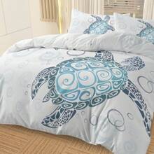 Sea Turtle Bedding Aqua Teal Blue Duvet Cover Sets Beach Turtle Bed Sets Ocean 3 Piece Turtle Themed Comforter Cover With 2 Pillowcases Twin Full Queen King Size