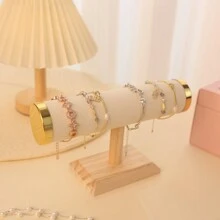 1pc Wooden Bracelet Stand - Single Layer Jewelry Display Stand For Bracelets, Watches, Ties And More - Window Jewelry Display Prop Valentine Day Back To School
