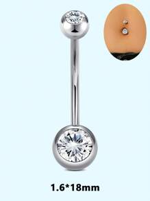 14G Bauchnabel Piercings aus Chirurgenstahl mit rundem kubischem Zirkonia, Nabel Barbell Stecker Körperpiercings für Frauen als Geburtstagsgeschenk, Bauchnabelpiercing für Frauen, Körperschmuck in Silber in den Längen 6mm, 8mm, 10mm, 12mm, 14mm, 16mm, 18mm
