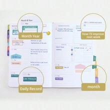 1 peça A5 capa de couro macio caderno em branco sem data com etiqueta adesiva planejador, cronograma semanal, material escolar, volta às aulas