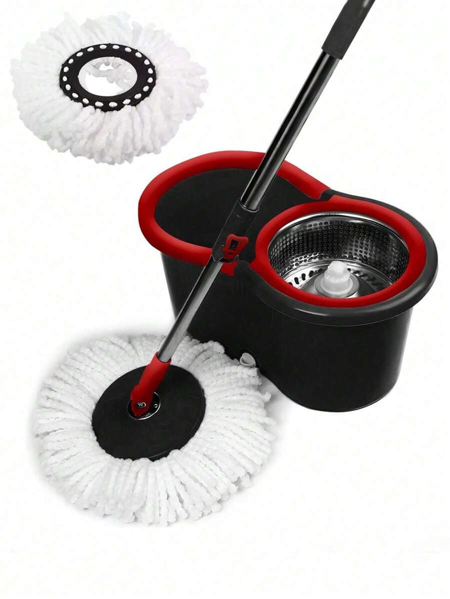 Trapeador Giratorio 360 con exprimidor y cubeta Trapeador Magico Giratorio practico para la limpieza del hogar lindo diseño microfibra absorbente - Negro - Ver 1