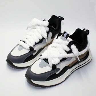 1 Pair 8mm Fluffy Adorable Furry Shoelaces, Multi-Color Faux Fur Laces Compatible With High/Low Top Canvas Casual Shoes