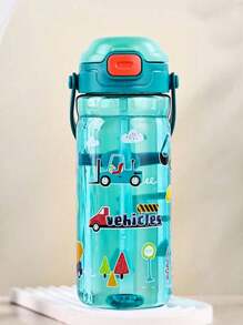 1 件 550 毫升儿童卡通吸管杯，小学生软硅胶手柄水瓶随行杯 - 彩色 - 查看 12