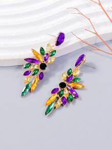 juran 1 Pair Glass Rhinestone Exaggerated Party Earrings For Women - Purple - View 2