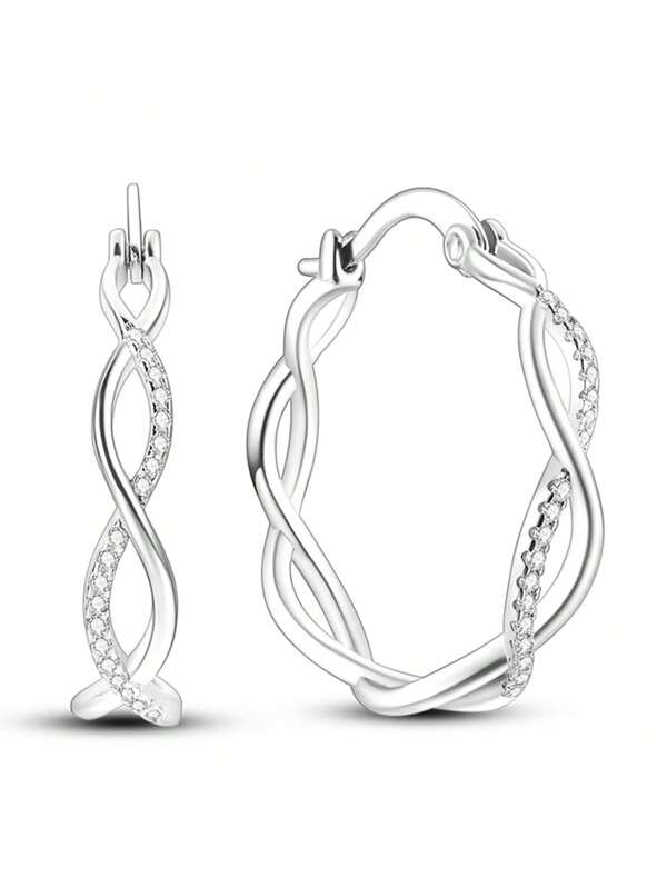 Aretes hipoalergénicos para mujer, aretes de botón con lazo infinito de circonita cúbica, clásicos y de moda, adecuados para uso diario y regalos de cumpleaños