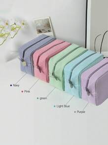 1pc Custom Embroidered Name Makeup Bag,Personalized Bridesmaid Makeup Bag, Seersucker Cosmetic Bag For Girl, Large Capacity Cosmetic Bag, Bridesmaid Bridal Gifts, Makeup Organizer,Multi-Functional,Ornamental,Letter,Solid Color,Exquisite,Stylish,Vintage,Modern,Colorful,Leisure,Basics,Casual,Soft,Unique,Customized,Personalized,Custom,Ideal Gifts For Her,Girlfriend,Her,Grandparents,Family,Boyfriend,Friends,Mother's Day Gifts Women