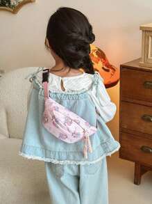 Sanrio 1 pieza Bolso de hombro con diseño de dibujos animados de Sanrio, mochila linda, bolso cruzado/de cintura de moda, monedero para aperitivos