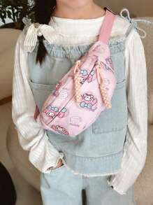 Sanrio 1 pieza Bolso de hombro con diseño de dibujos animados de Sanrio, mochila linda, bolso cruzado/de cintura de moda, monedero para aperitivos
