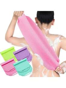 1pc Long Back Scrubber With Elastic Drawstring, Nylon Thickened Exfoliating Body Wash Cloth For Home Bath - Multicolor - View 10
