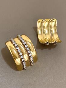 1 对优雅水钻耳钉女士不锈钢耳钉派对日常防过敏珠宝礼物