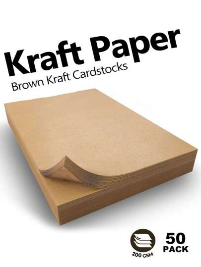 50 hojas de papel kraft oscuro tamaño A4, 200 g/m², 21 x 29,7 cm - Perfectas para manualidades DIY, invitaciones y tarjetas, útiles escolares, vuelta al cole