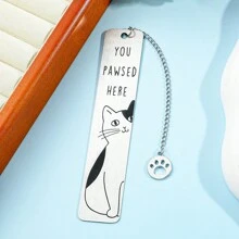 可爱不对称黑猫图案不锈钢书签，带猫爪吊坠，适合书虫，适合朋友和办公用品、节日礼物、学校用品、返校 - 均碼 - 查看 7