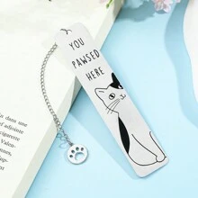 可爱不对称黑猫图案不锈钢书签，带猫爪吊坠，适合书虫，适合朋友和办公用品、节日礼物、学校用品、返校 - 均碼 - 查看 12