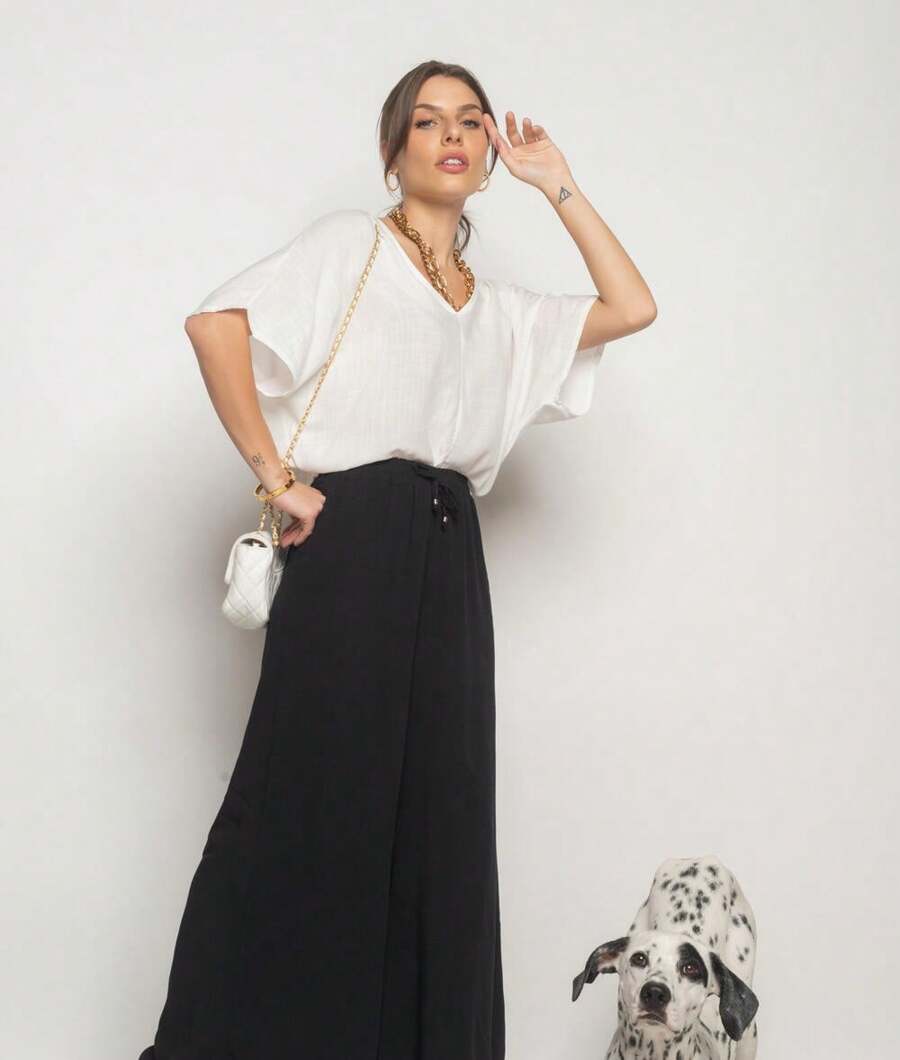 Salvatore Fashion Viscolinho Batwing Blouse - trắng - Xem 1