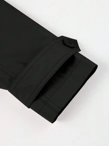 Women's Double-Breasted Windbreaker, Commuting Casual Jacket, Solid Color Design, Fashionable And Versatile For Spring And Autumn - Black - View 10