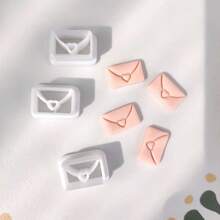 1 件/2 件心形信封模具 DIY 轮廓软粘土模具适用于耳环、项链、冰箱贴、珠宝制作 - 白色 - 查看 3