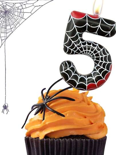 黑色蜘蛛网可爱卡通数字0-9动物卡通主题生日派对蛋糕装饰蜡烛