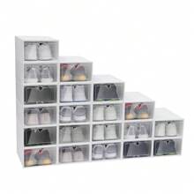 20Pcs Clear Plastic Shoe Storage Box, Stackable Foldable Boxes,Trainers Organiser - White - View 11