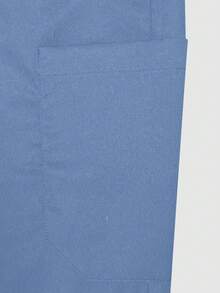 cimmuovere Pantalones de uniforme de enfermera de un solo color cómodo y con múltiples bolsillos para mujeres - Celeste - Ver 7