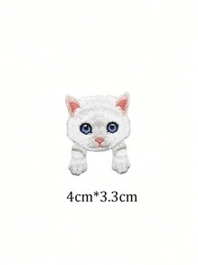 1 Piece Iron On Cartoon Animal Cat Embroidery Handbook Decoration Cloth Self Adhesive Clothes Patch Stickers Summer, School