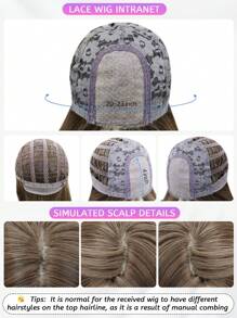 Vordere stirnförmige Spitze 4*1, vordere Stirnspitze lange gerade Perücke, Mittelscheitel Perücke, flachsbraun 28 Zoll Perücke, halbgewebte tägliche natürliche, glatte und realistische Perücke (ohne Zubehör)